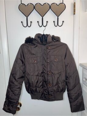 EUC Dollhouse Brown Quilted Jacket with Hood